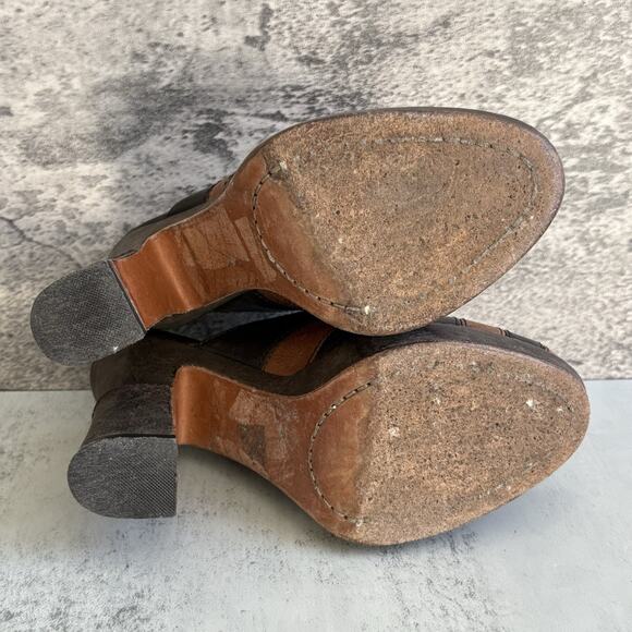 Frye Boots Goldie Mule Womens 6.5M Brown Leather Platform Heels Shoes Retro Y2K - Picture 7 of 9